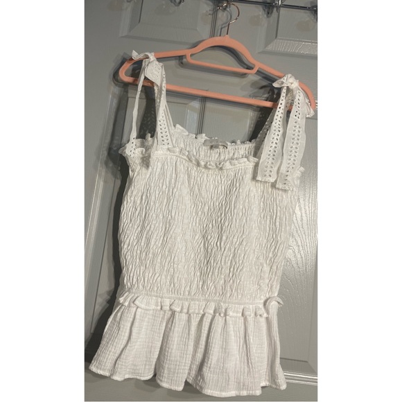 Anthropologie Stephanie Smocked Eyelet Tank With Bows NWT SZ L-XL - Picture 8 of 16